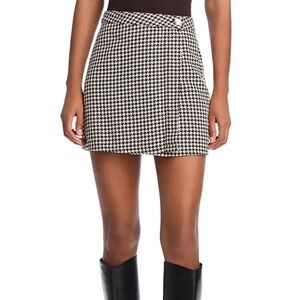 DL1961 Andi Houndstooth Wrap Mini Skirt